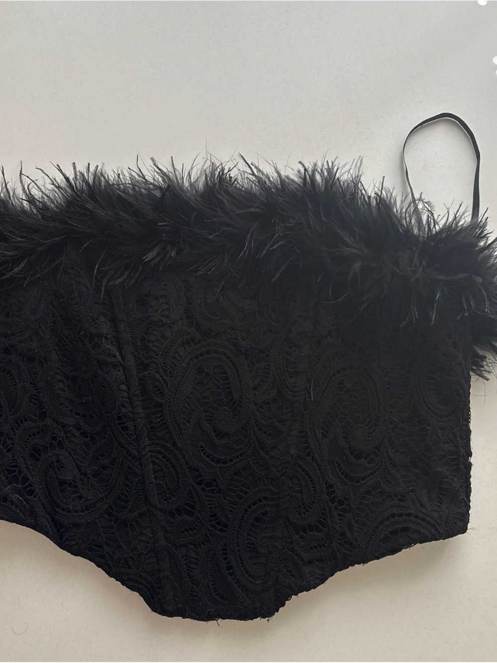 Windsor Black Feather Trim Corset Top Women’s Small S Elegant Party Formal